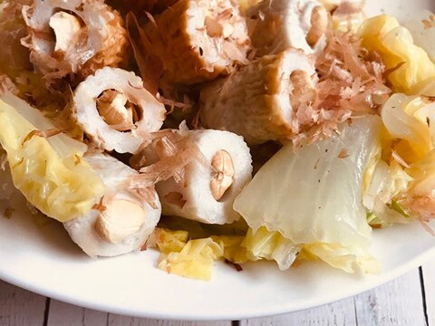 カシューナッツちくわ＊和風蒸し白菜